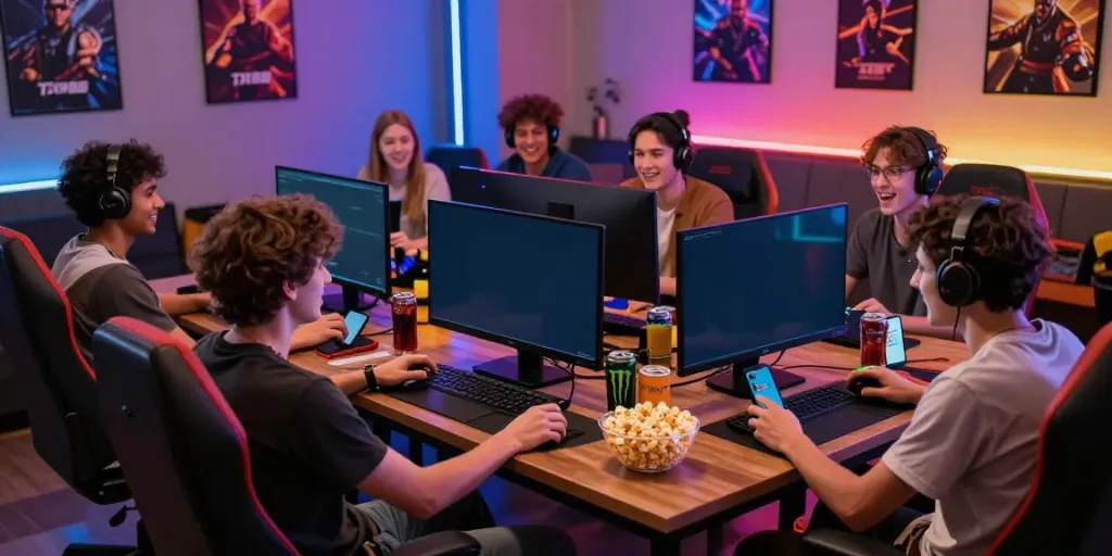 Group of friends enjoying TX 88 online betting session with engaging expressions