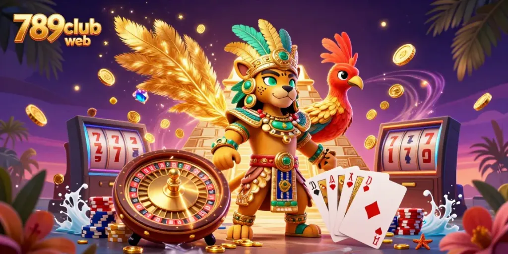 Engage with the thrilling world of 789club web featuring Mayan deities and casino elements.