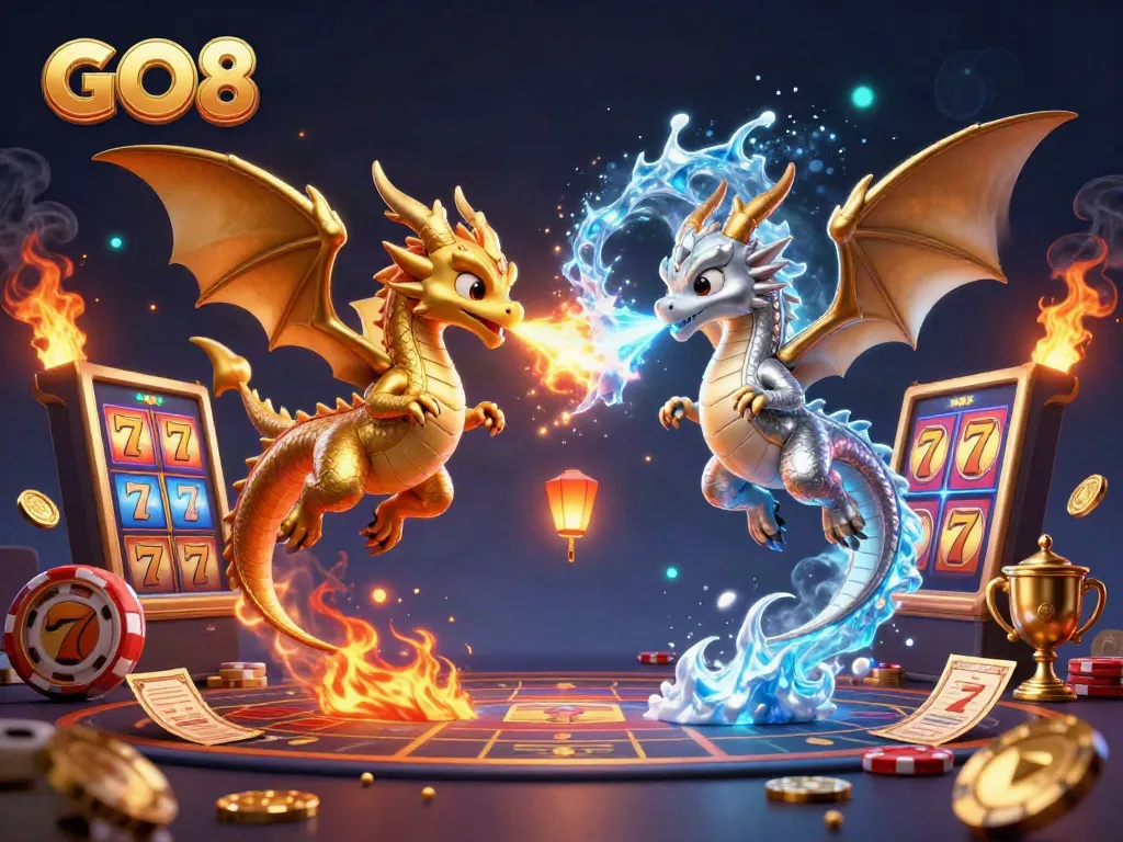 Experience thrilling gaming with GO8 as fiery dragons and dazzling casino elements take flight