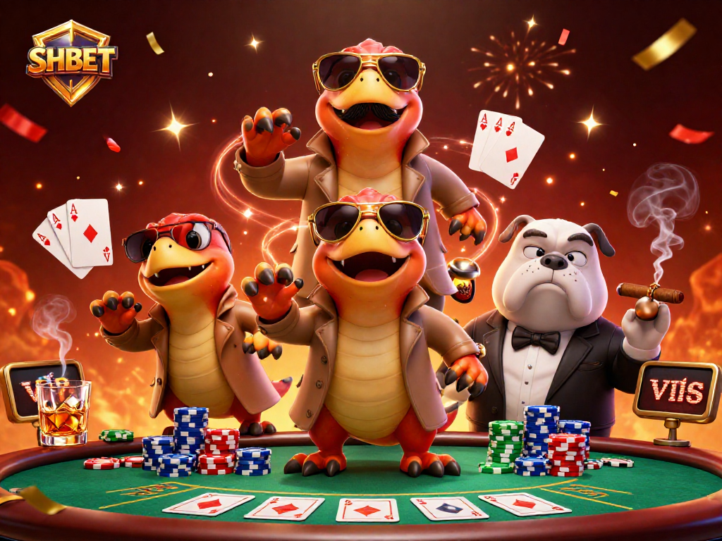Experience SHBET's casino adventures with raptors in disguise and poker excitement
