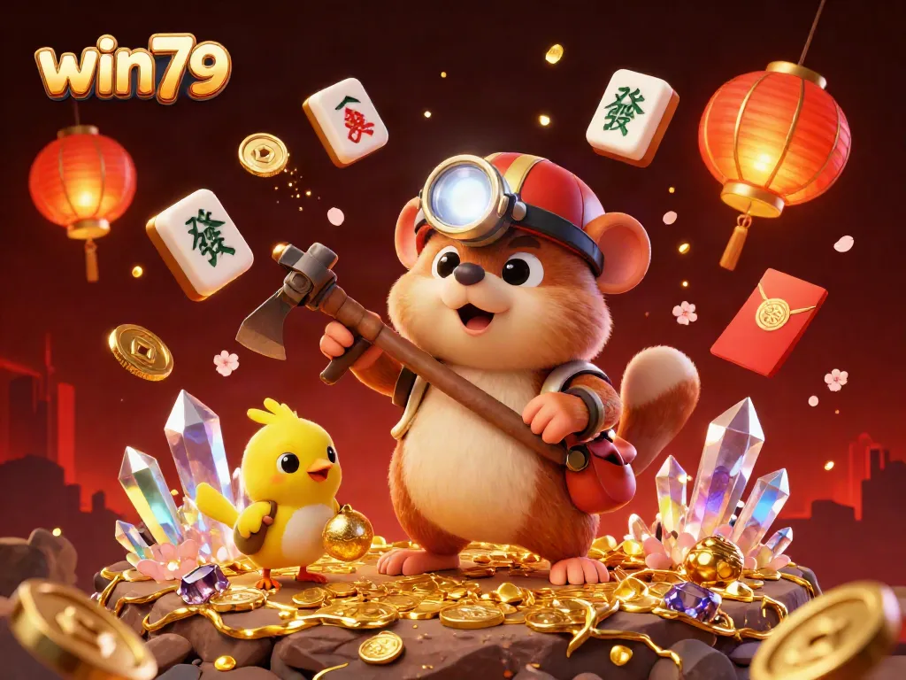 Experience thrilling gaming at win79 with vibrant characters and golden treasures in a dynamic casino scene.