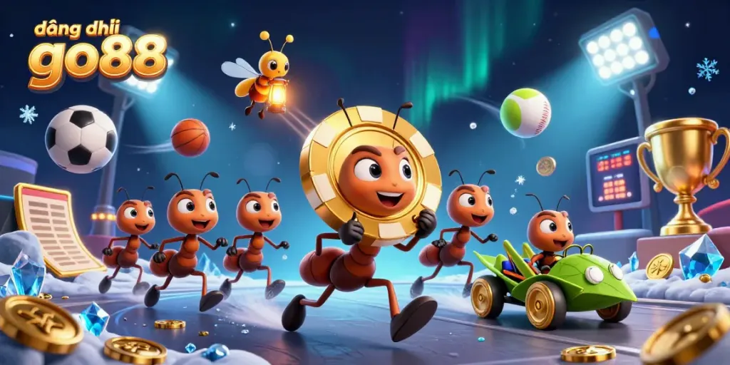 Join the fun at đăng ký go88 as a cartoon team of ants pulls off a golden chip heist!