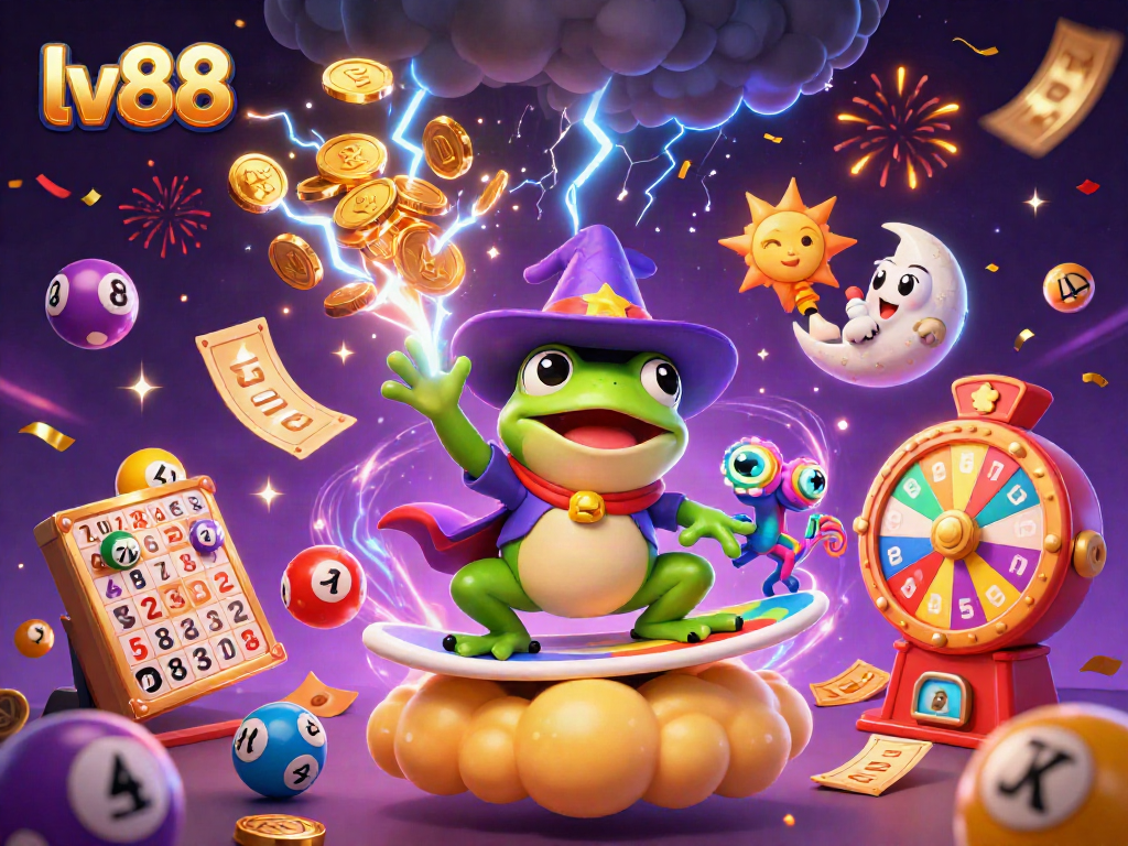 Join the fun with lv88 as the weather wizard frog creates a storm of golden coins!