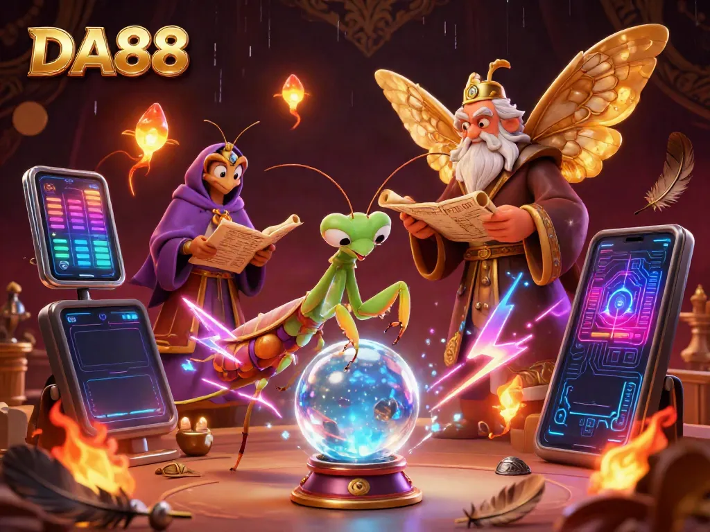 Experience thrilling cockfighting action at DA88 with vibrant characters and neon effects.