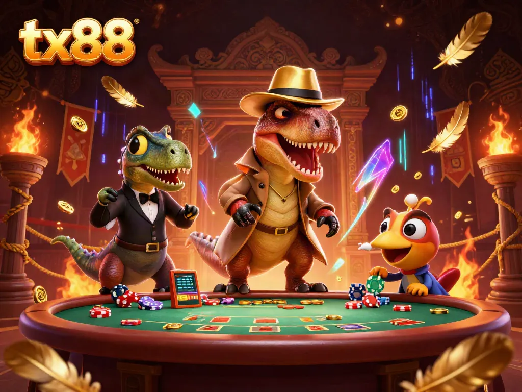 Watch the tx88 velociraptor card counter attempting stealth at a blackjack table in this vibrant casino scene.