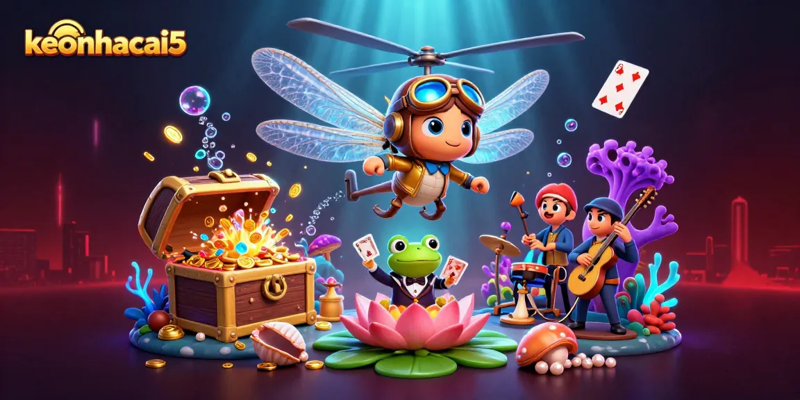 Play cards in a vibrant underwater scene at keonhacai5, featuring a frog dealer and magical elements.