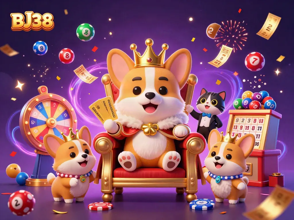 Experience the excitement with BJ38 as corgis celebrate with vibrant lottery elements and dynamic gameplay.