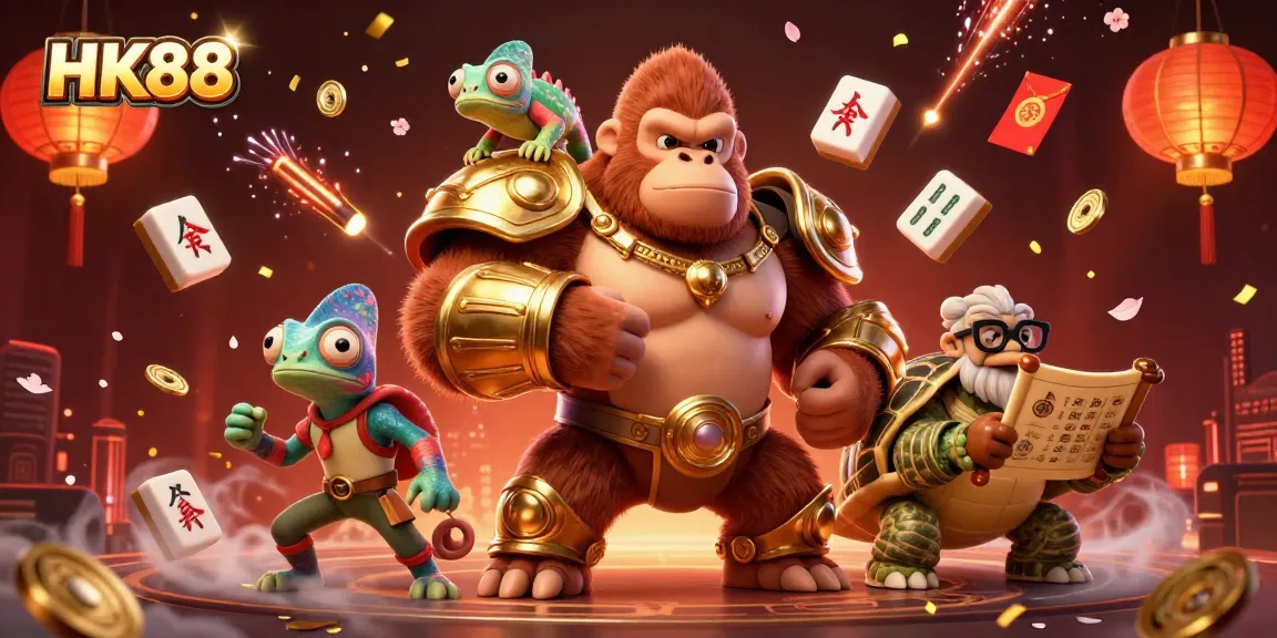 Engage in the thrilling world of HK88 as a gorilla king and chameleon unveil the excitement of online games.