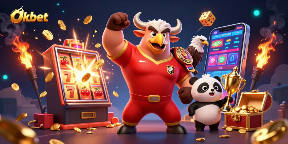 Celebrate wins with Oxbet, where a muscular bull poses victoriously among casino elements.