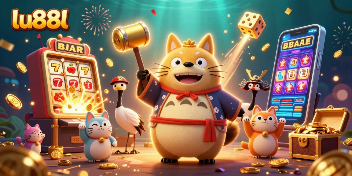Experience the excitement with lu88l as cheerful characters celebrate in a vibrant casino scene.