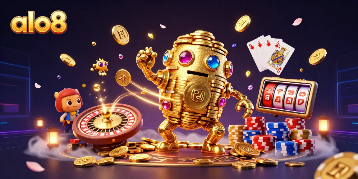 Spin to win with alo8's thrilling casino experience featuring golden golem and dazzling game elements.