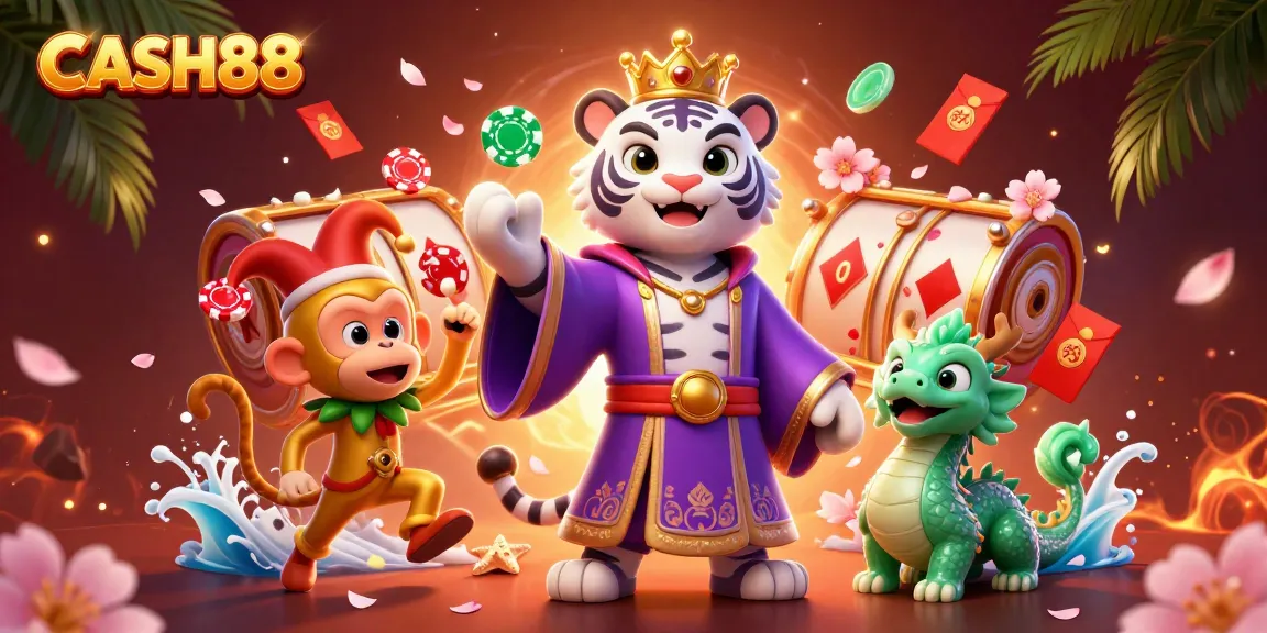 Engage in thrilling CASH88 gameplay with a stunning 3D illustration featuring charismatic casino characters.