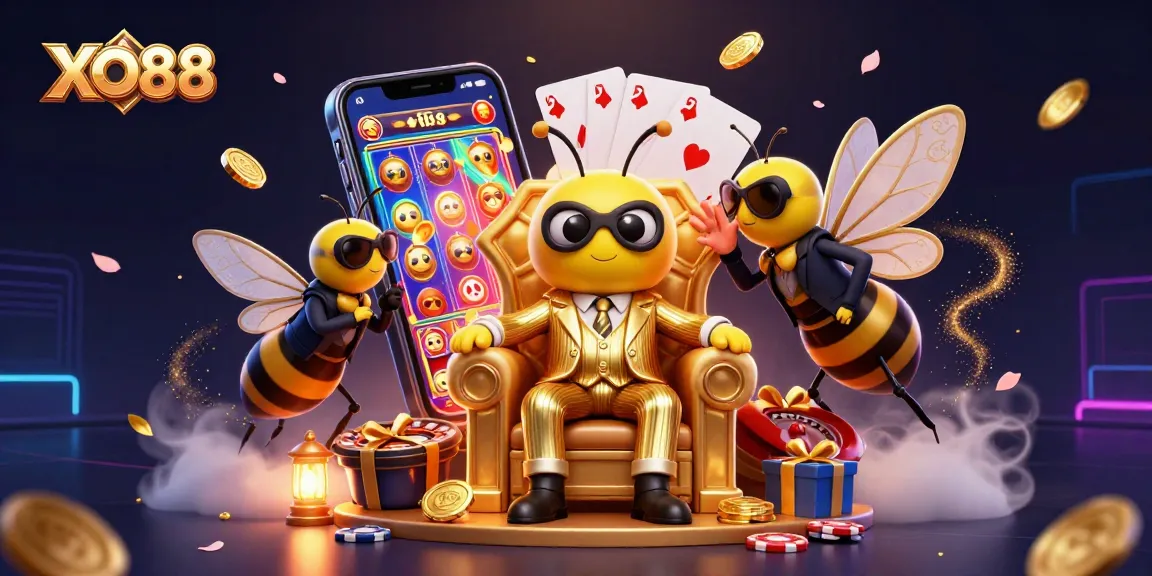 Experience thrilling gaming at XO88 with a bumblebee mob boss and exciting casino elements.