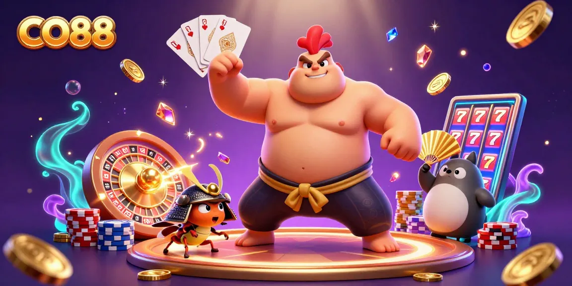 Engage with CO88's vibrant casino world featuring dynamic gaming action and characters.