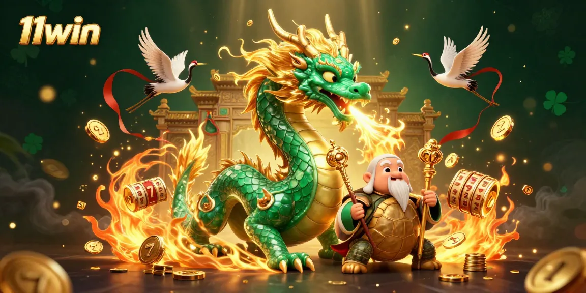 Engage in thrilling slots at 11win with the majestic jade dragon illuminating your gaming experience.