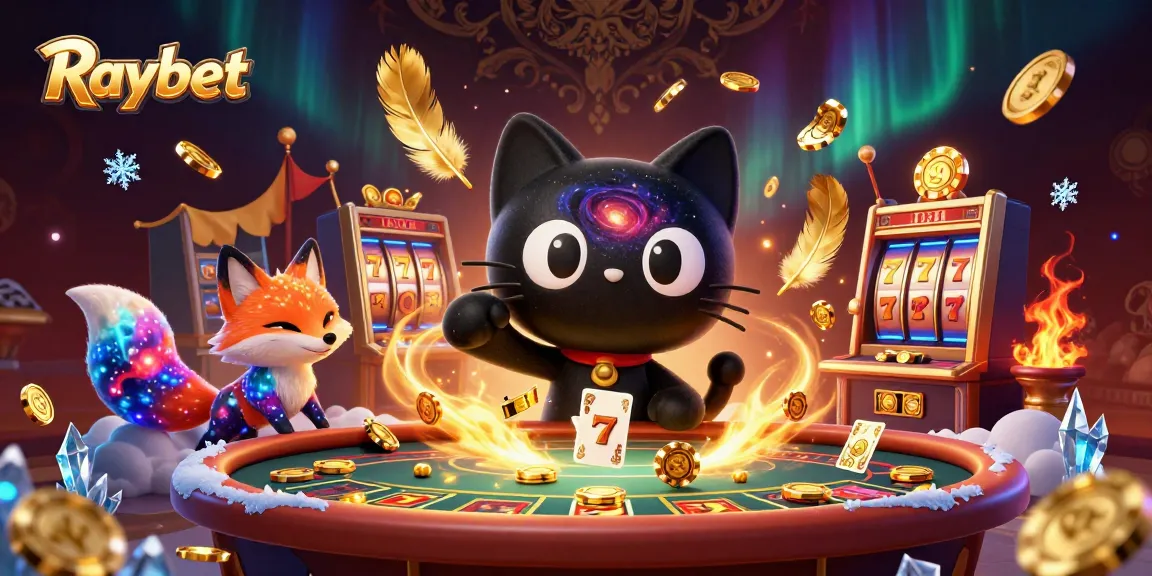 Raybet cat and fox duo captivating players with golden chips and thrilling casino games