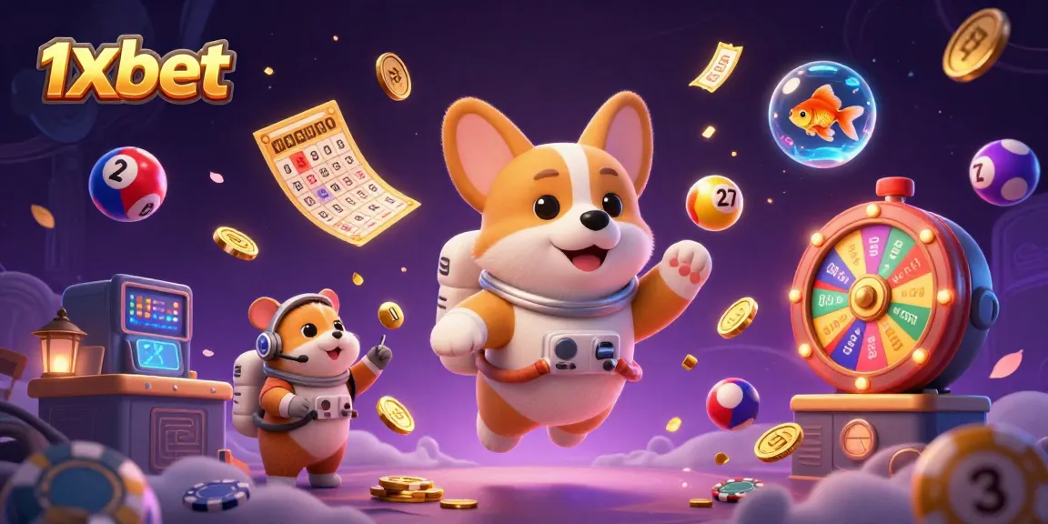 Experience thrilling moments at 1xbet with a vibrant space casino scene featuring dynamic lottery elements.