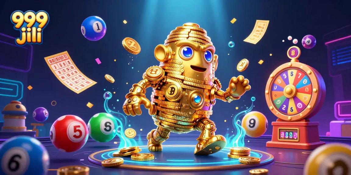 Experience the thrill of 999 jili casino with a dynamic scene filled with vibrant lottery elements.