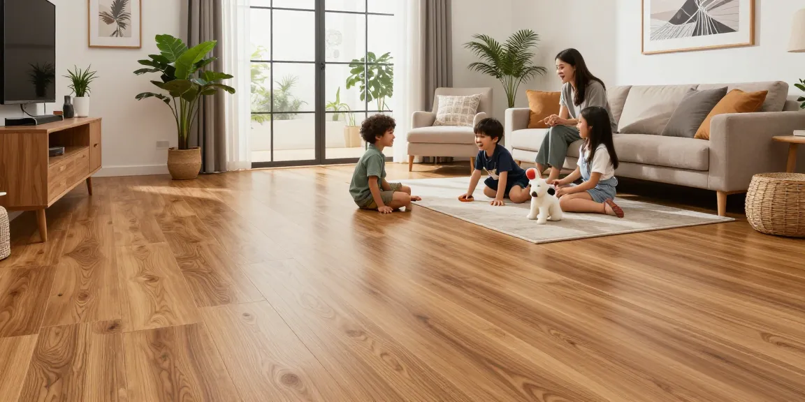uk homeowners flooring guide showcasing a family enjoying a modern living room with laminate and engineered wood flooring.