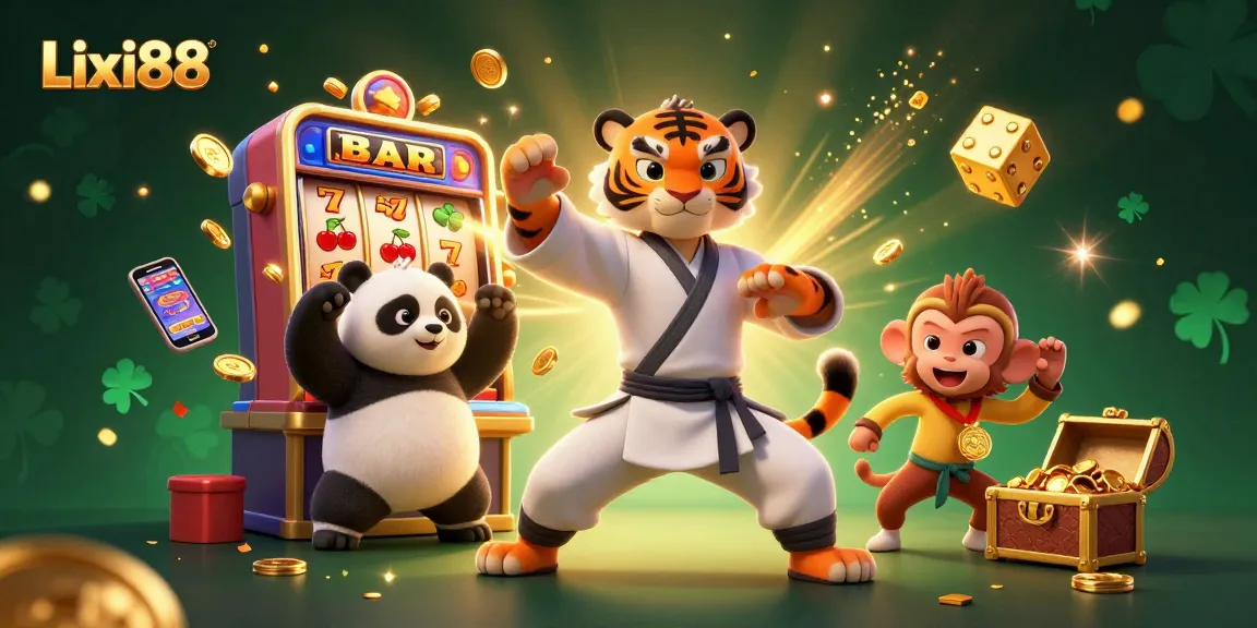 Lixi88 engages players with exciting slots and lively casino themes in a vibrant illustration.