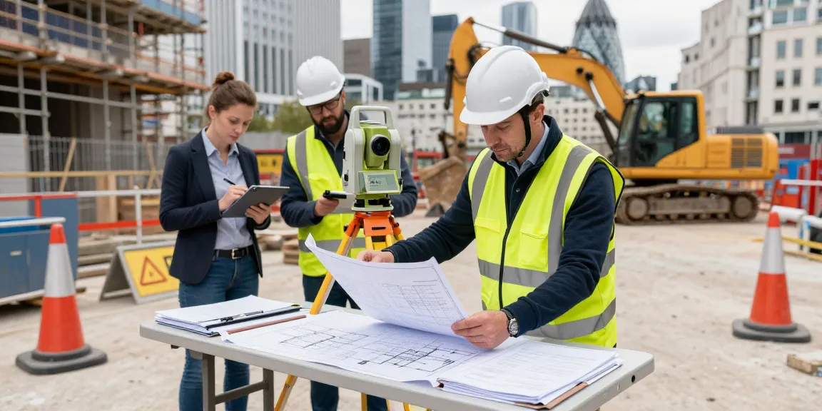 Measured building surveys UK conducted by professional surveyors at a London construction site.